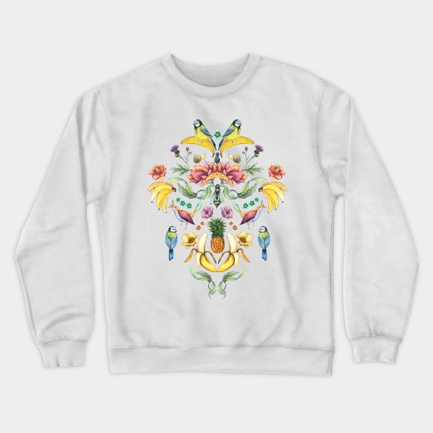 Jugend goes bananas - Bird and Fruit pattern Crewneck Sweatshirt by linnw